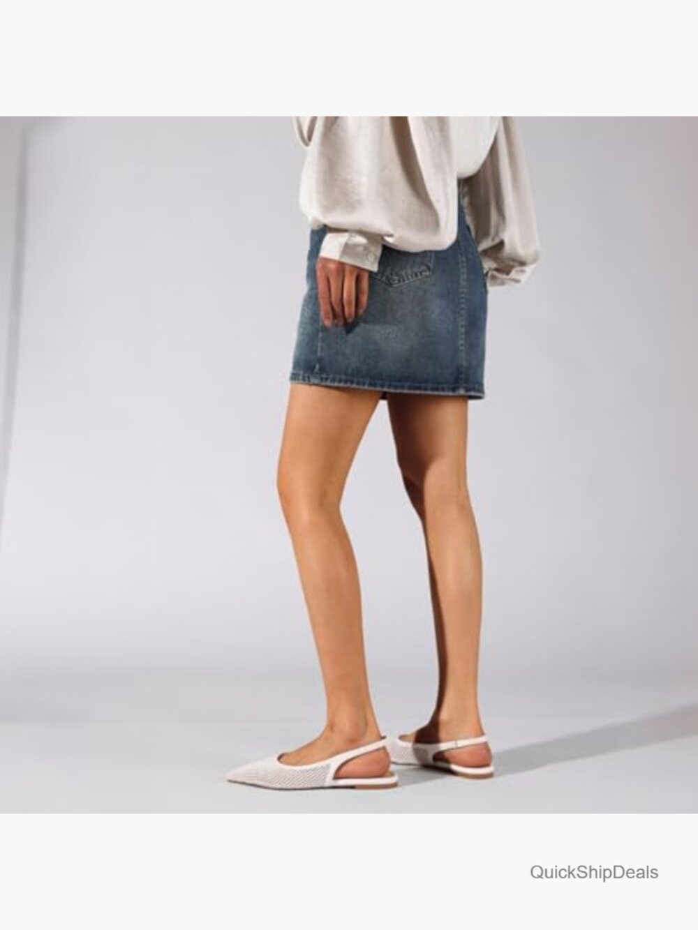 Mesh Pointed Toe Slingback Flats Breathable Party Dress Shoes - Picture 3 of 6
